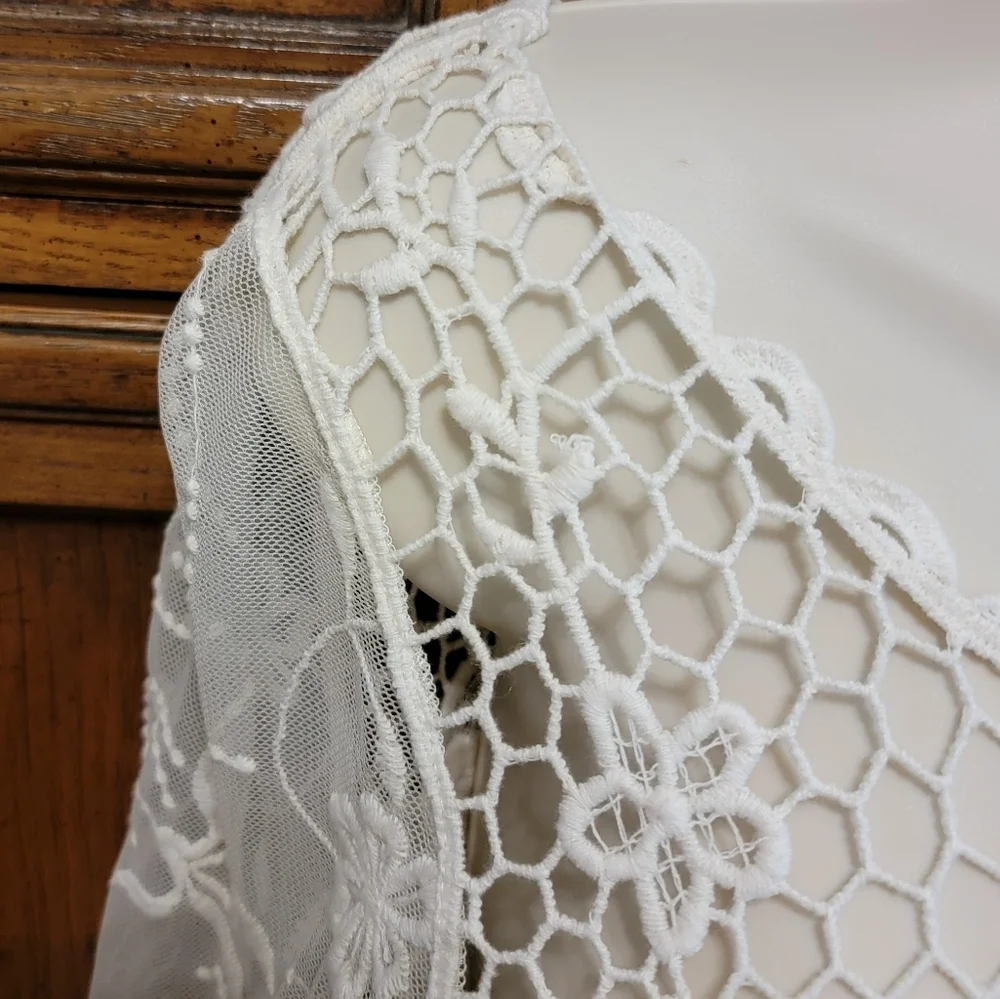 ZARA Cream Sheer Crochet Lace Boho Top Blouse Women’s Size S Floral T04